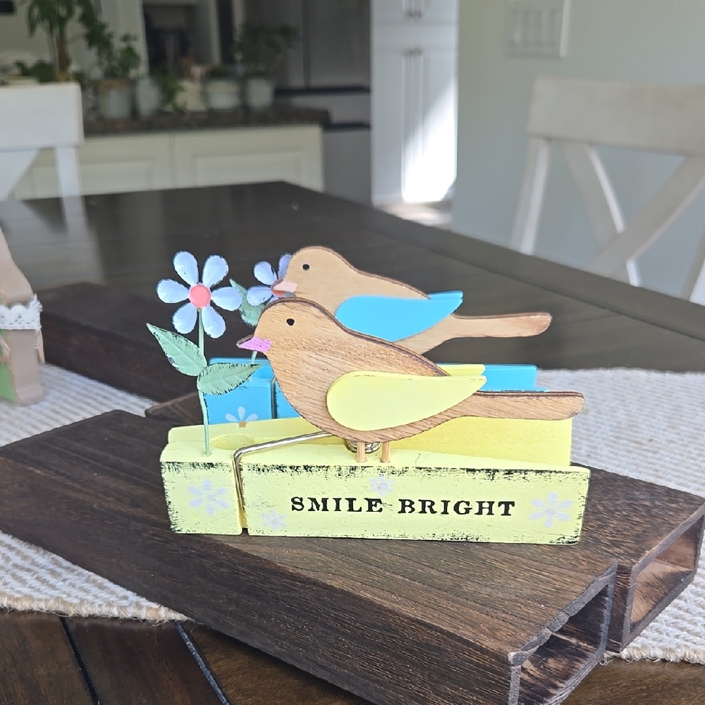 Spring Decorative Wooden Birds with Flowers